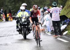 | A.S.O. Thymen Arensman on his way to victory in stage 19 of Tour de France 2025