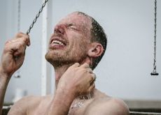 Tim Declercq showers following Paris-Roubaix