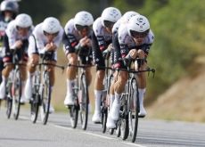 | Unipublic UAE Team Emirates on its way to victory in the Vuelta a Espana stage 5 team time trial