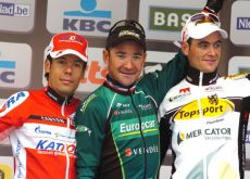 Voeckler, Freire and Serry on the podium. Photo Fotoreporter Sirotti.