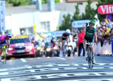 Team Europcar's Thomas Voeckler rides to victory in stage 10 of the Tour de France 2012 Photo Fotoreporter Sirotti.