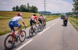Breakaway cyclists riding in stage 3 of Tour de Suisse