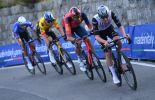Tadej Pogacar leads a four-rider attack group in Milan-San Remo 2023
