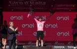Tadej Pogacar wears the pink jersey as leader of Giro d'Italia